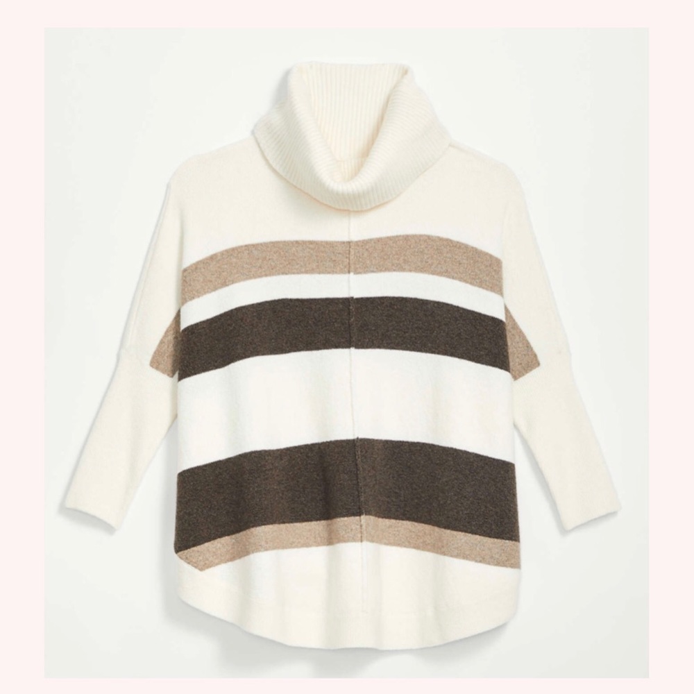 LOFT Striped Shirttail Poncho Sweater